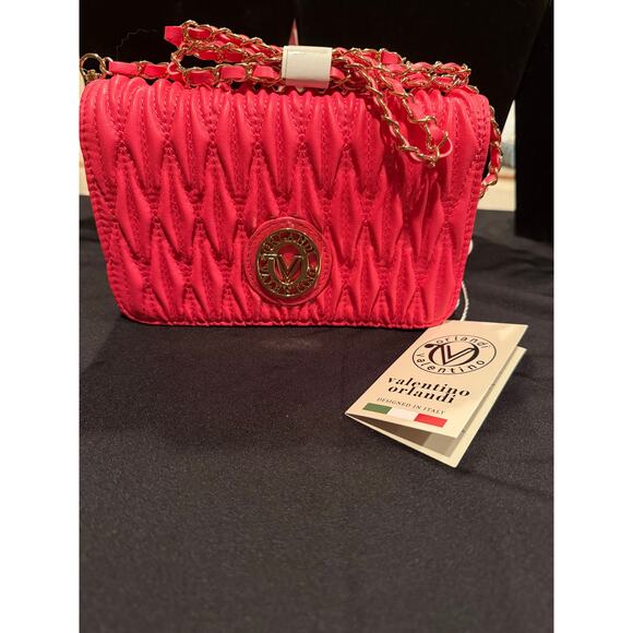 Valentino Orlandi Handbags - NWT Valentino Orlandi Quilted Vegan leather Pink Crossbody with gold hardware